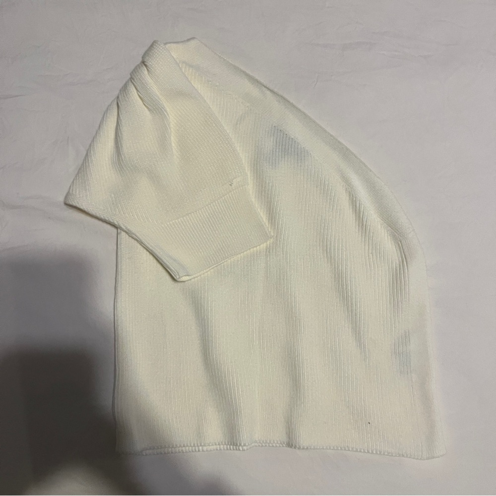 ASOS Cream Ribbed One-Shoulder Top - Picture 2 of 4